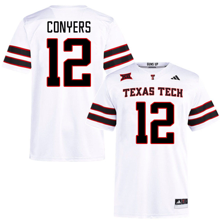 #12 Jalin Conyers Texas Tech Red Raiders Jerseys College Football Uniforms Stitched-White